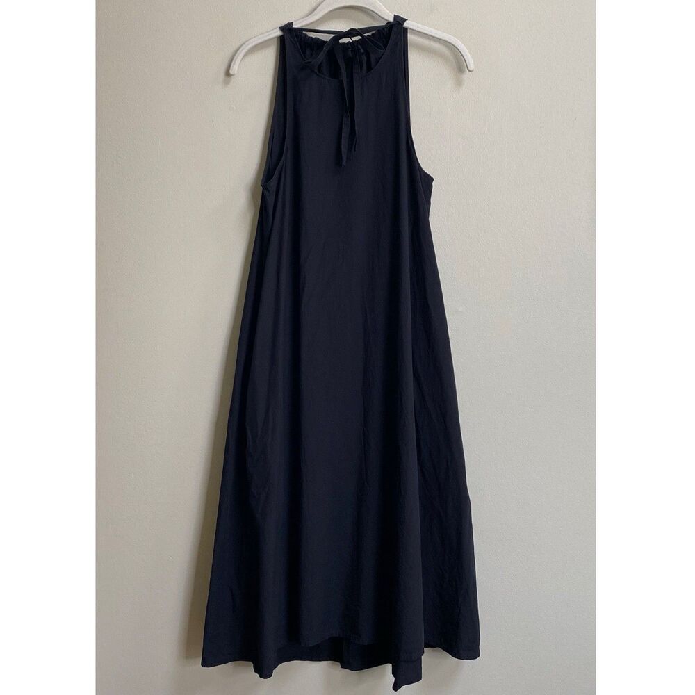 COS Black Sleeveless Halter Tie Neck A-Line Cotton Poplin Midi Dress Size 4